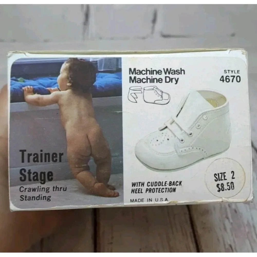 Vintage Baby Deer Infant Trainer‎ Sole Washable Shoes Size 2 Style 4670 In Box